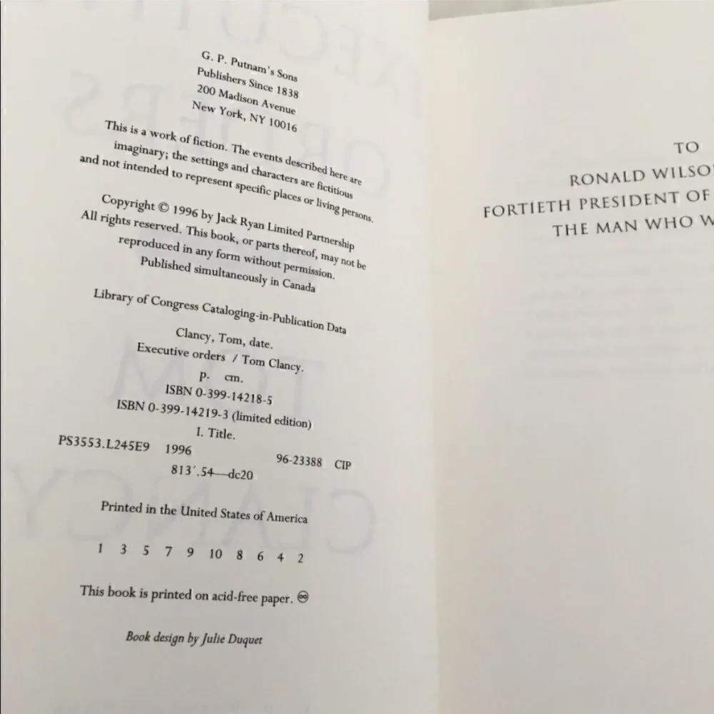 Executive Orders by Tom Clancy Book